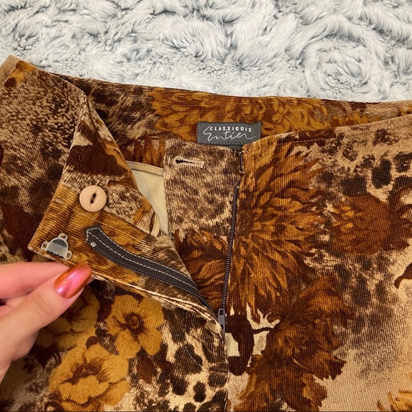 🍂 ✨HOST PICK✨ VTG Velvet Classiques Entier Pants Boot Cut Brown Floral Leopard - Picture 4 of 16